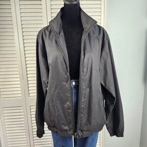 GAP Black Oversized Nylon Windbreaker XS Full Zip Adjustable Waist Pockets